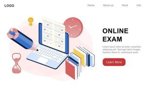 Online exam in mobile smartphone app. Online test, opinion checklist, online education, questionnaire form, survey metaphor, answering internet quiz, homework assignment. Computer test and examination vector