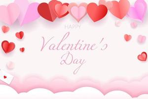 Happy valentine's day background paper cut vector