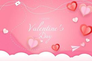 Happy valentine's day background paper cut with element vector