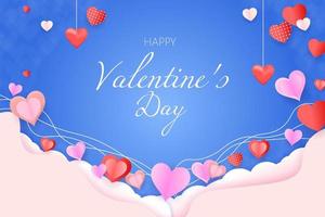 Happy valentine's day background paper cut with element vector