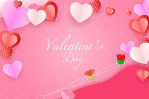 Happy valentine's day background paper cut with element vector