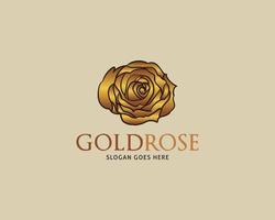 Golden Rose Vector Logo Design Template