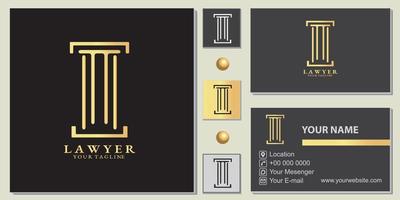 luxury gold master lawyer pillar  logo premium template with elegant business card vector eps 10