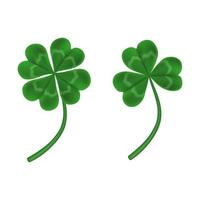 isolated clovers with four and three leaves. green shamrock illustration vector