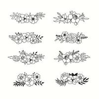 logotipo decorativo floral dibujado a mano, para tarjeta de boda, establecer flor vectorial vector