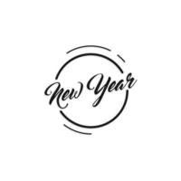 logo de año nuevo en una línea circular. celebración de Año Nuevo. diseño de logo. vector