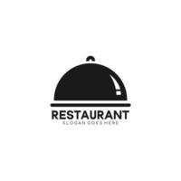 Movable food cover logo design. Restaurant logo black and white style. Vector illustration