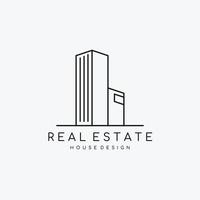 Real estate line art minimalist logo template. Building Logo design. Vector illustration.