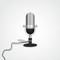 Flat design retro studio microphone illustration on isolated background vector