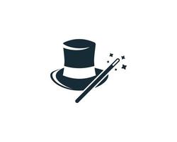 Magician Hat and Stick Wizard Icon Design Template Elements vector