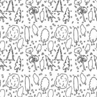 black and white seamless pattern with trees. doodle illustration with trees vector