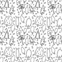 black and white seamless pattern with trees. doodle illustration with trees vector