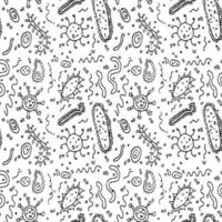 Seamless pattern with viruses. viruses icons on white background.  Doodle illustration with viruses icons vector