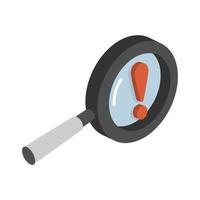 Magnifying glass search with exclamation mark vector