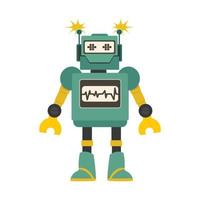 Funny green robot cartoon vector