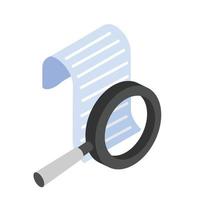 Magnifying glass search with paper vector