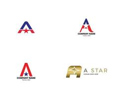 Set of Letter A Star Logo Icon Design Template Elements Vector