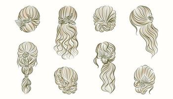 hand drawn lineart hair beauty vector