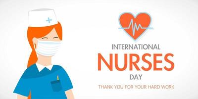 International Nurse's Day. Postcard, banner for the holiday. Vector illustration. Medicine, masks, medical workers.