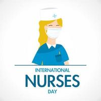 International Nurse's Day. Postcard, banner for the holiday. Vector illustration. Medicine, masks, medical workers.