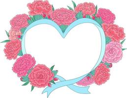 Carnation heart shape border vector