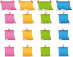 various paper notes set with four different color vector