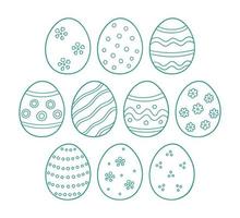 huevos de pascua como símbolo de la gran fiesta religiosa. conjunto de objetos vectoriales en estilo garabato vector