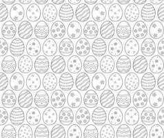 Easter eggs as symbol the great religious holiday. Seamless pattern in doodle style on white background. Vector