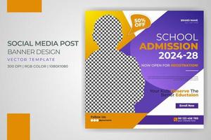 banner web de admisión a la escuela para niños publicación en redes sociales diseño de plantilla de portada de volante de regreso a la escuela descarga gratuita vector