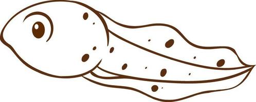 Tadpole in doodle simple style on white background vector