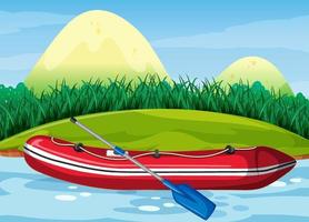 Inflatable boat with paddle in nature scenery vector