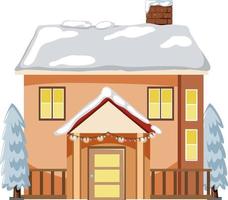 Snow covered house with Christmas light string vector