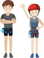 Man and woman wearing climbing gears vector