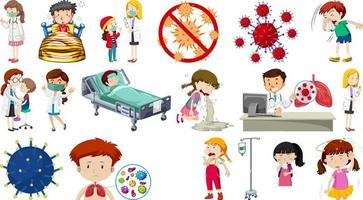 Set of sick people with different symptoms vector