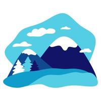 Illustration of snowy mountains in winter vector