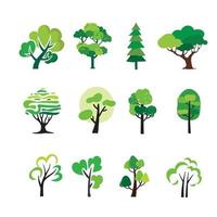 conjunto de ilustración de vector de árbol colorido