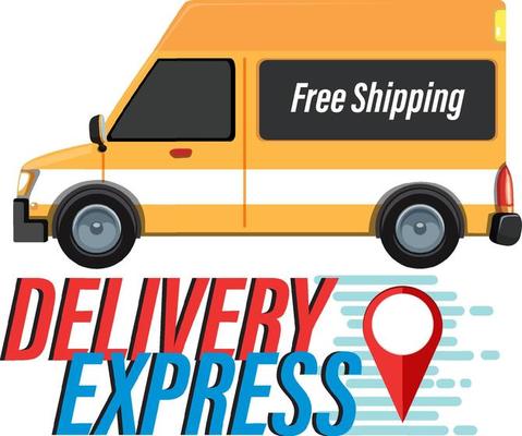 Delivery Express wordmark with panel van and location pin