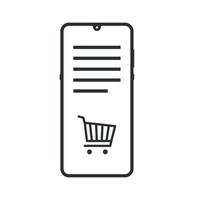 Vector illustration of phone with basket, trolley icon on white background
