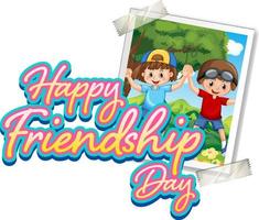 Happy friendship day with a photo of children vector