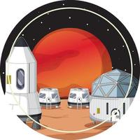 Settlement in the space badge on white background vector