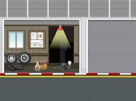 escena de garaje en estilo de dibujos animados