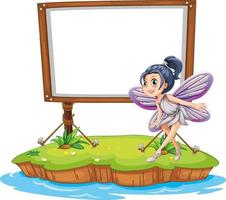 Fantasy fairy cartoon character with blank banner vector