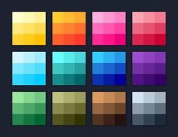 conjunto de muestras de paleta de colores planos degradados