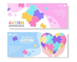 plantilla de banner del día mundial de concientización sobre el autismo ilustración plana editable de fondo cuadrado adecuado para redes sociales o tarjeta de saludos vector