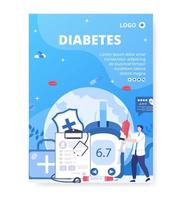 ilustración de diseño plano de plantilla de póster de prueba de diabetes editable de fondo cuadrado adecuado para redes sociales de atención médica o tarjeta de saludos vector