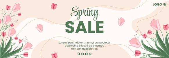 Spring Sale with Blossom Flowers Cover Template Flat Design Illustration Editable of Square Background Suitable for Social Media or Greeting Card vector