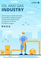 Oil Gas Industry Flyer Template Flat Design Illustration Editable of Square Background for Social Media or Greetings Card vector