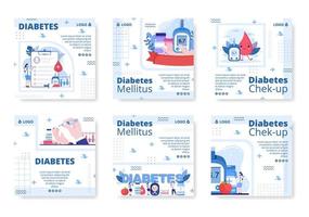 Diabetes Testing Post Template Flat Design Illustration Editable of Square Background Suitable for Healthcare Social media or Greetings Card vector