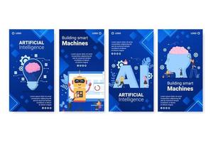 Artificial Intelligence Digital Brain Technology Stories Template Flat Illustration Editable of Square Background for Social media or Greetings Card vector