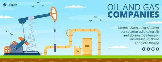 Oil Gas Industry Cover Template Flat Design Illustration Editable of Square Background for Social Media or Greetings Card